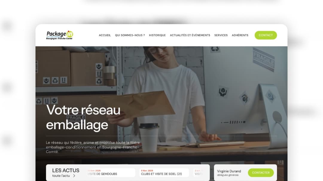 Package in Bourgogne Franche Comté website homepage built with Framer