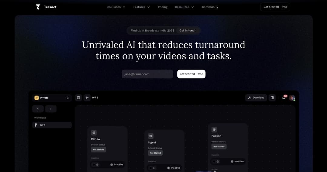Tessact AI website homepage built with Framer