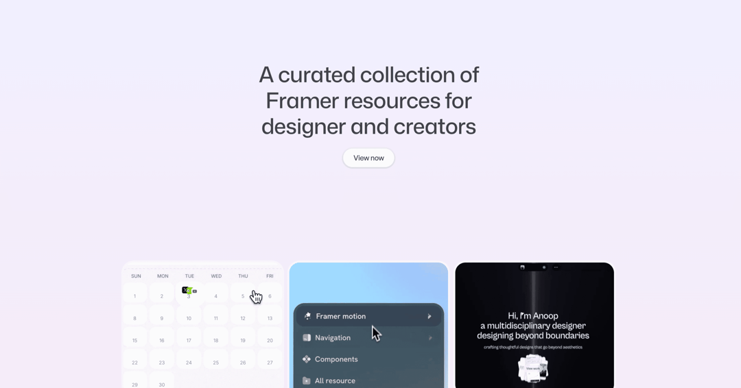 Framer List website homepage built with Framer
