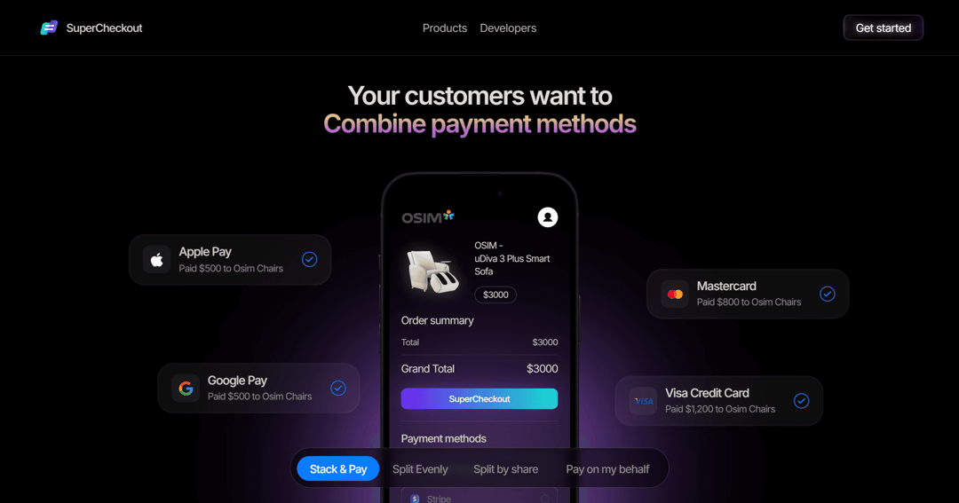 SuperCheckout website homepage built with Framer