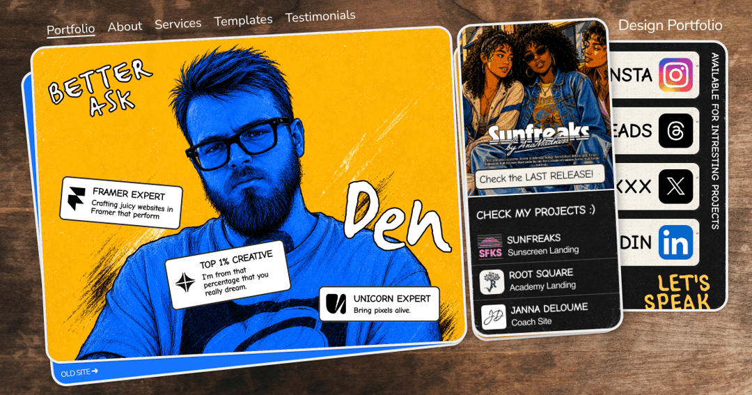 Denis Turbin — UI/UX Designer website homepage built with Framer