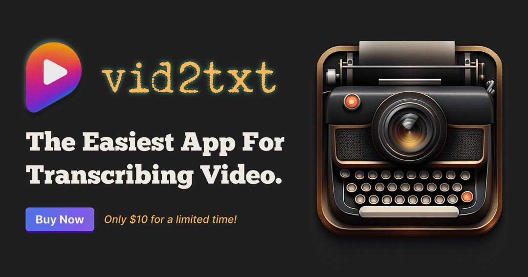 Vid2txt website homepage built with Framer