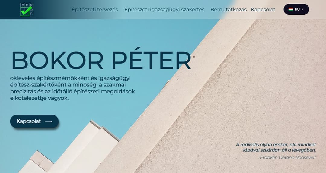 Bokor Péter website homepage built with Framer