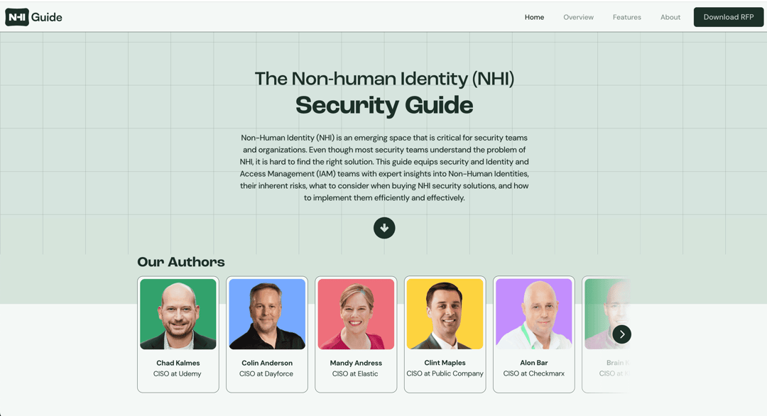 NHI guide website homepage built with Framer
