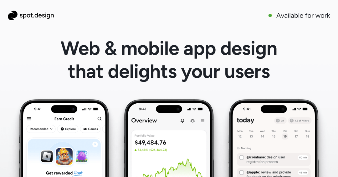 Spot Design website homepage built with Framer