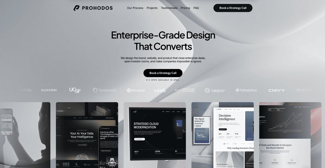 PROHODOS website homepage built with Framer