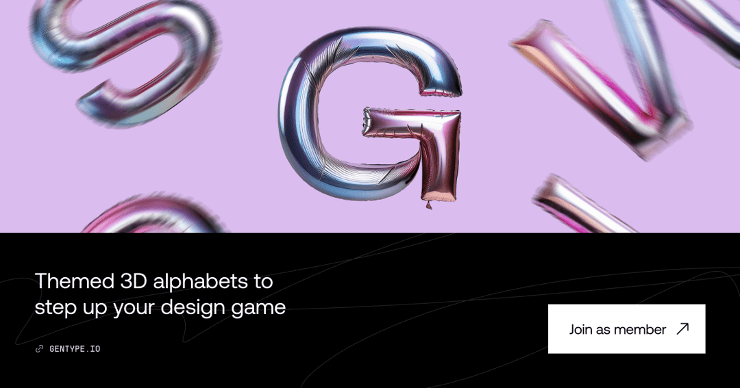 Gentype | 3D Themed Alphabets website homepage built with Framer