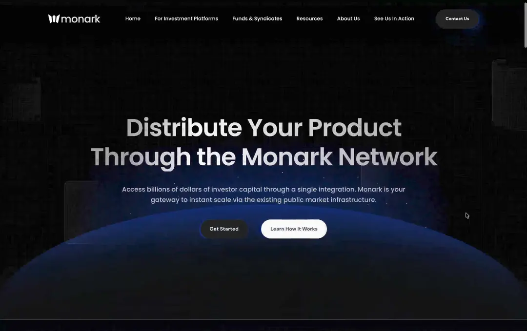 Monark Markets website homepage built with Framer