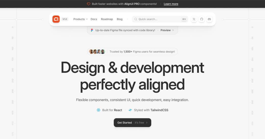 align ui website homepage built with Framer