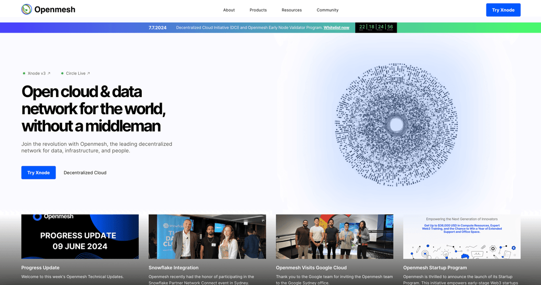 Openmesh Network website homepage built with Framer