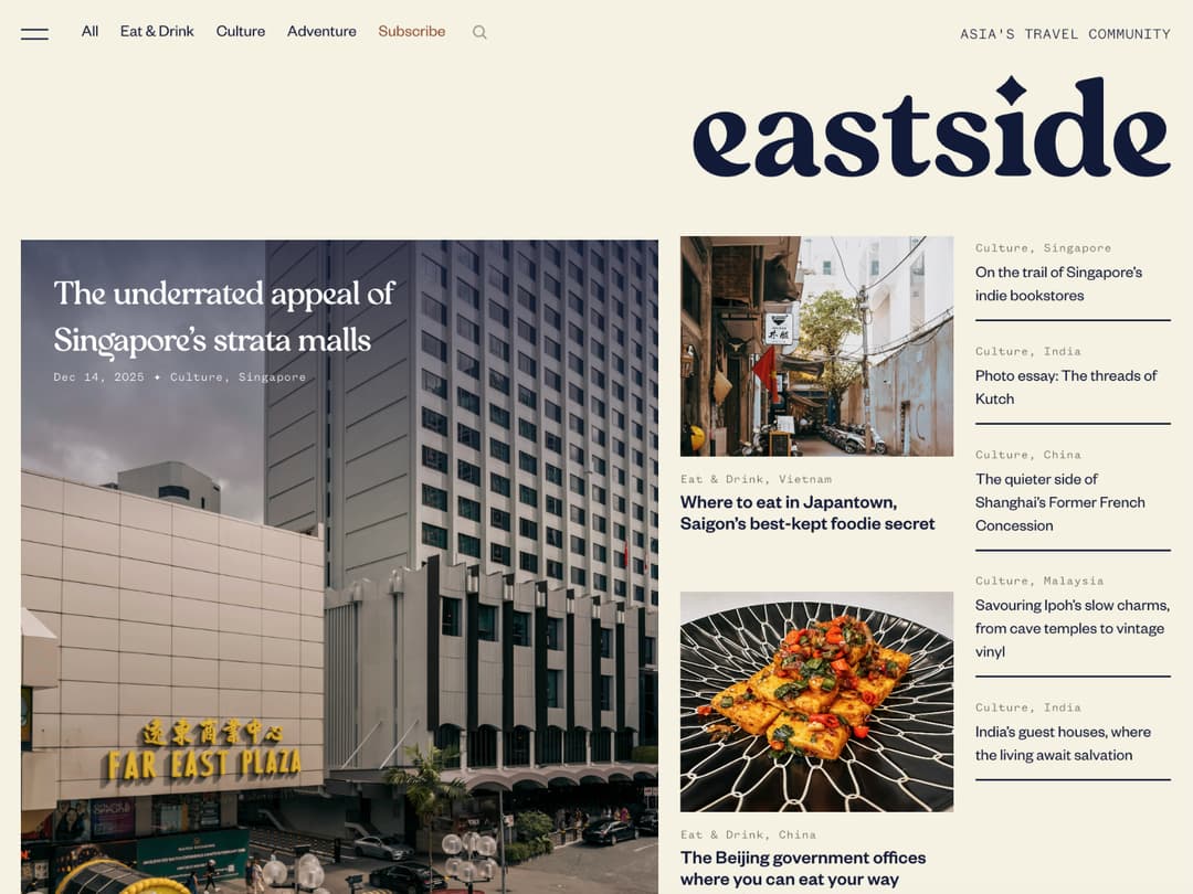 eastside.asia website homepage built with Framer