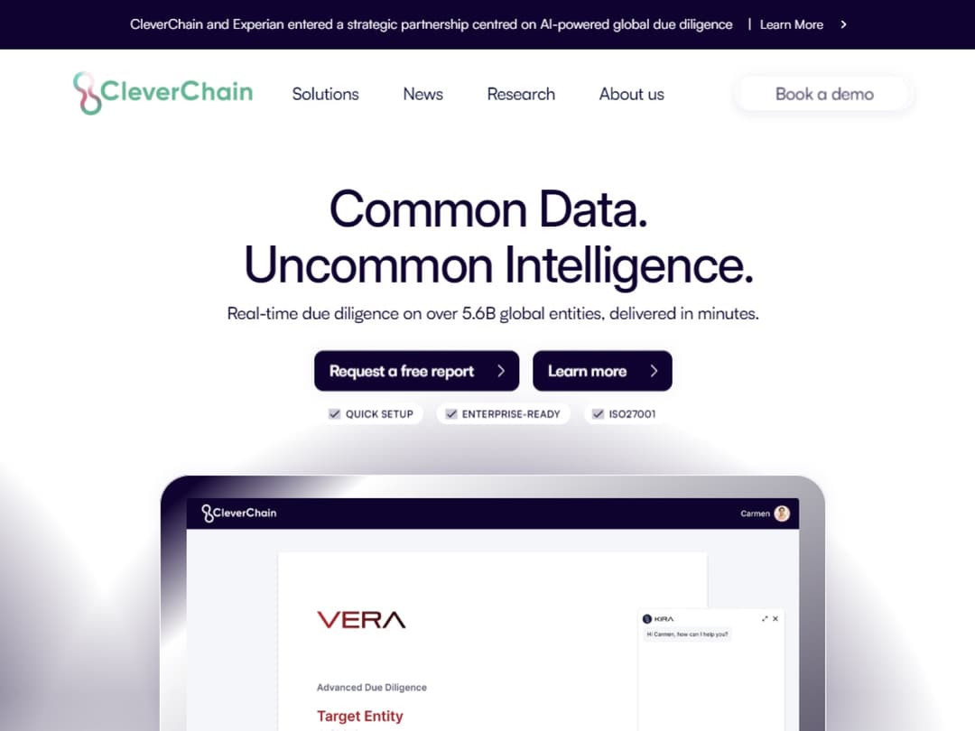 cleverchain.ai website homepage built with Framer