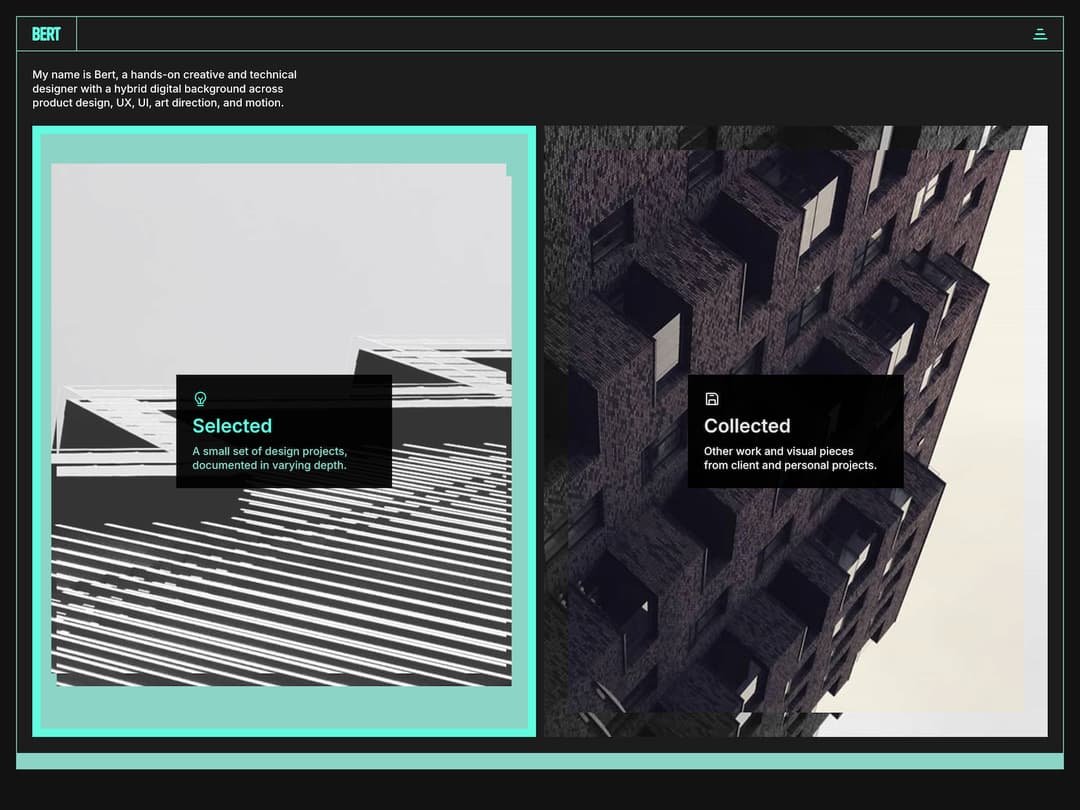 bertnert.com website homepage built with Framer