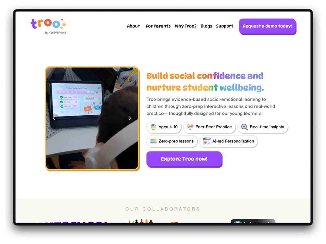troo.fun website homepage built with Framer