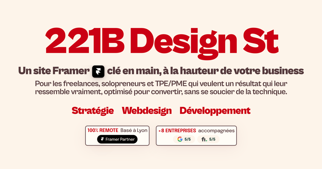 221B Design St - Webdesign Studio website homepage built with Framer