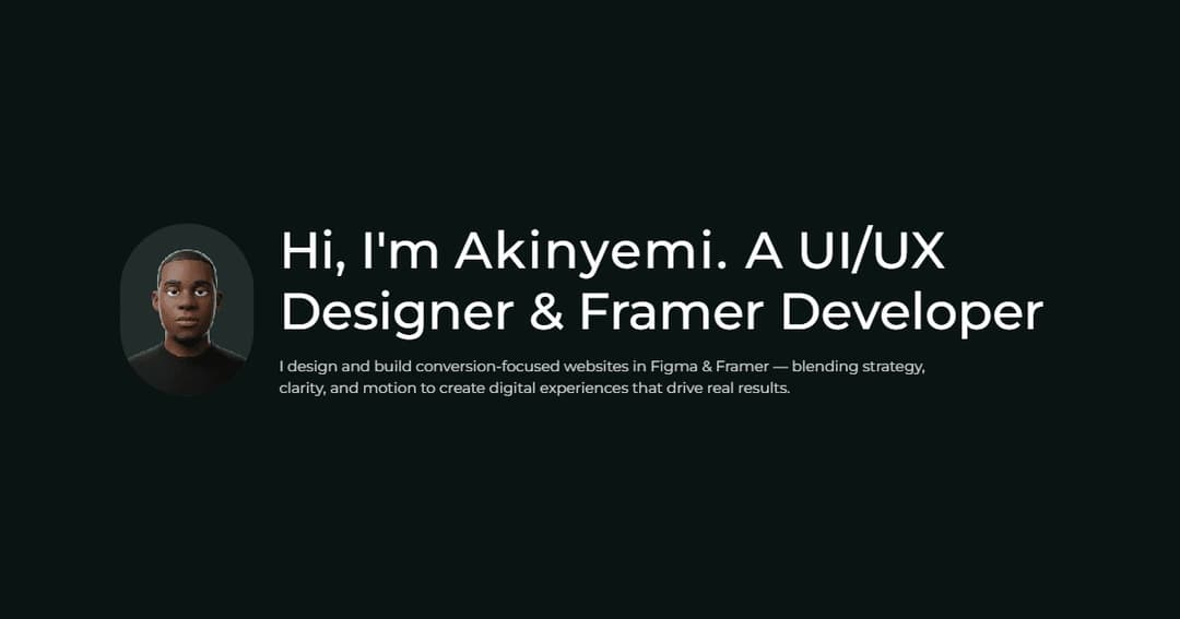 akinyemi website homepage built with Framer