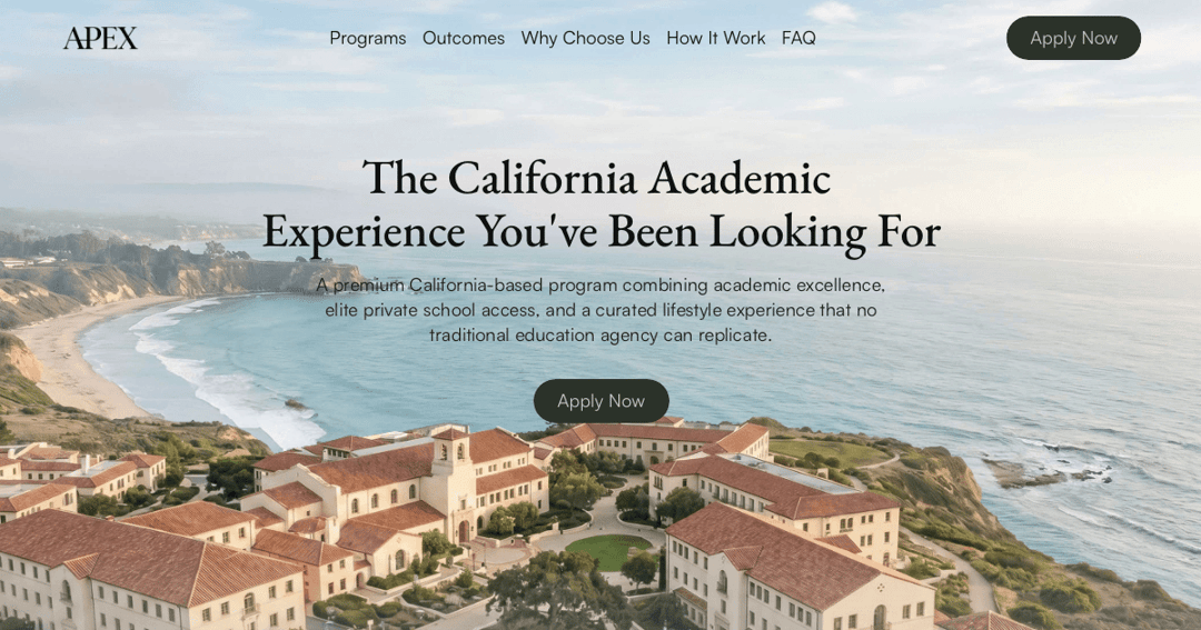 APEX Education Group website homepage built with Framer