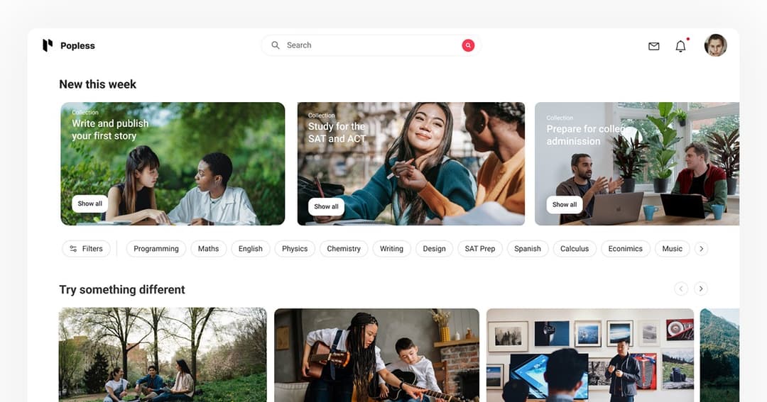 popless website homepage built with Framer